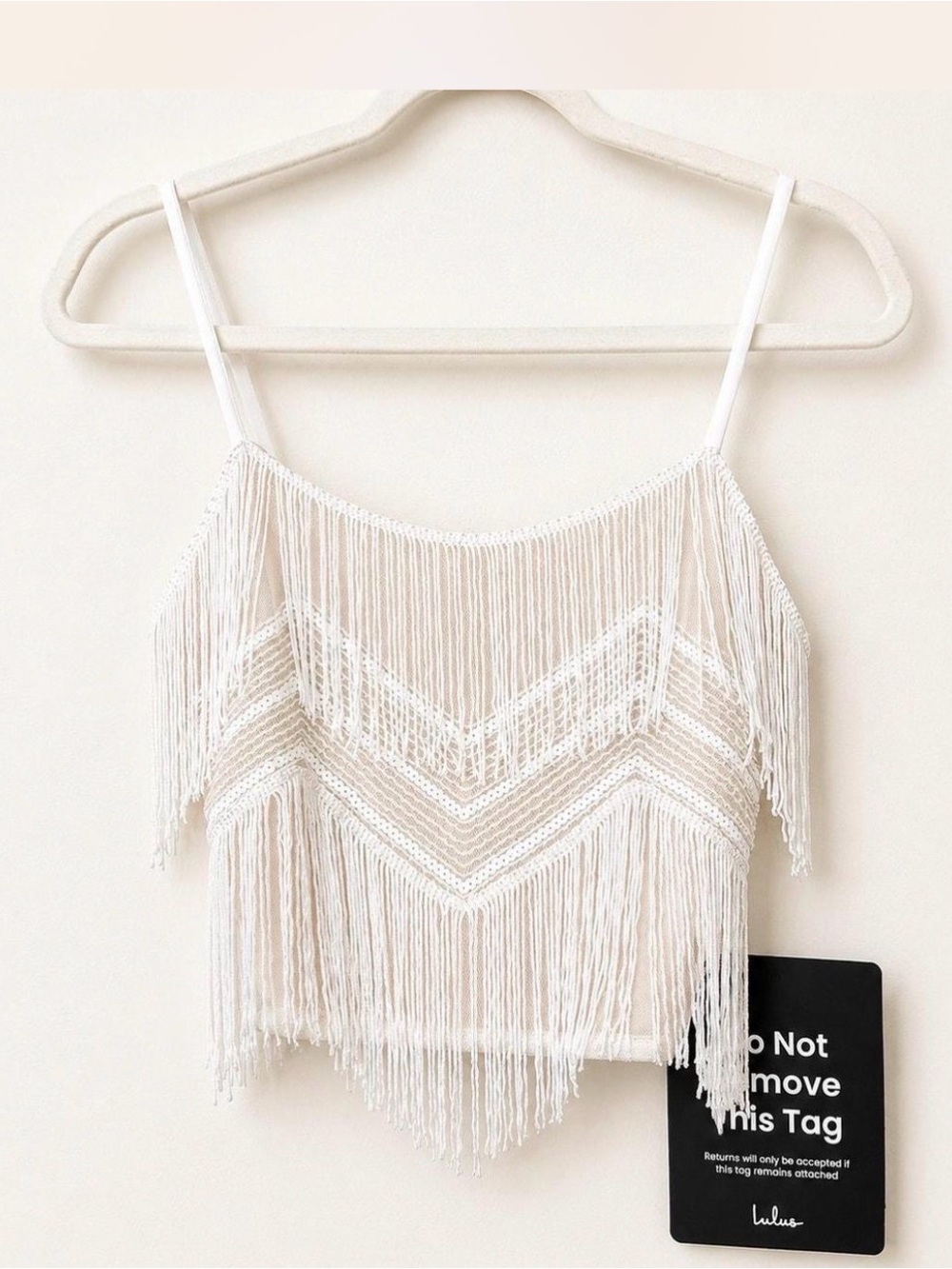 NWT Lulus Soiree Of The Decade White Cream Sequin Fringe Two-Piece- Small - Picture 4 of 8